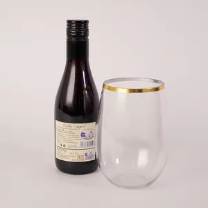 पीवीसी पैकिंग निर्माता अटूट शराब चश्मा-12oz 16oz स्पष्ट प्लास्टिक कप Shatterproof पुन: प्रयोज्य बिना डंडी शराब की बोतल