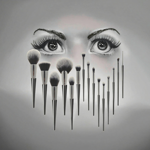 लक्जरी बहु-समारोह फ्लैट सिंथेटिक बाल 16-टुकड़ा लकड़ी हैंडल फेस मेकअप सेट सुपर सॉफ्ट ब्लैक आई छाया गाल होंठ - Product Image 5