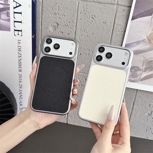 เคสลายหนังลิ้นจี่เคลือบโลหะสำหรับ iPhone 18 17 16 15 14 13 Pro Max ด้านข้างชุบเคลือบป้องกันแรงกระแทก - Product Image 3