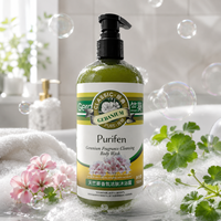 Gel Douche Hydratant OEM au Geranium et Acide Hyaluronique Multi-Action avec Ferment de Lactobacillus, Parfum Herbal Longue Durée