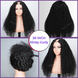Perruque Humains Cheveux Frisés Kinky Bouclés 250% en V Sans Laisser De Mèches, Perruque Bouclée Profonde Améliorée en Forme de V Sans Colle à Clipser pour Femmes - Product Image 6