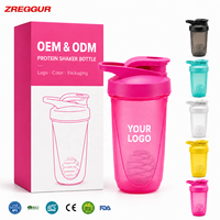 Botella Mezcladora de Proteínas Personalizada de 300 ml, de PP, con Bola Mezcladora, Escala Graduada, Tapa con Asa de Transporte, Mini Vaso Mezclador de Plástico, Proveedor Mayorista
