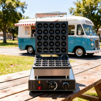 Machine à gaufres rondes à 25 trous pour mini gaufres bulles, Poffertjes - Équipement de pâtisserie pour petites entreprises et chariots de cuisine mobiles