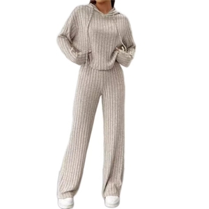 Conjuntos de garantía de calidad para mujer, conjunto informal de Otoño Invierno para mujer, suéteres y sudaderas con capucha de Color sólido con cordón suelto - Product Image 1