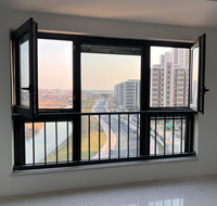 Ventana Abatible y Giratoria de Doble Acristalamiento de Bajo Costo con Marco de Aluminio con Rotura de Puente Térmico para Habitaciones Silenciosas y Ahorro de Energía