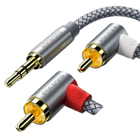 Câble adaptateur audio AUX jack 3,5 mm vers RCA en alliage d'aluminium et nylon Essager 2023 1M 2M 3M 5M pour téléphone portable, ordinateur portable, haut-parleur