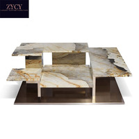 Personnalisé Moderne Haut de Gamme De Luxe Irrégulier Marbre Table Basse Creative Maison Meubles En Métal pour Salon