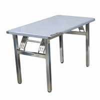 Table de salle à manger carrée pliable moderne en acier inoxydable style ferme - Écologique, imperméable et durable pour la maison, les mariages et les conférences