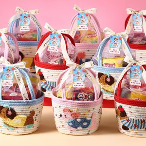 Woven Baskets Candy Box Accessories Handmade Round Storage Baskets For Birthday Gift Kids Party Favor 1-3L Capacity - Product Image 4