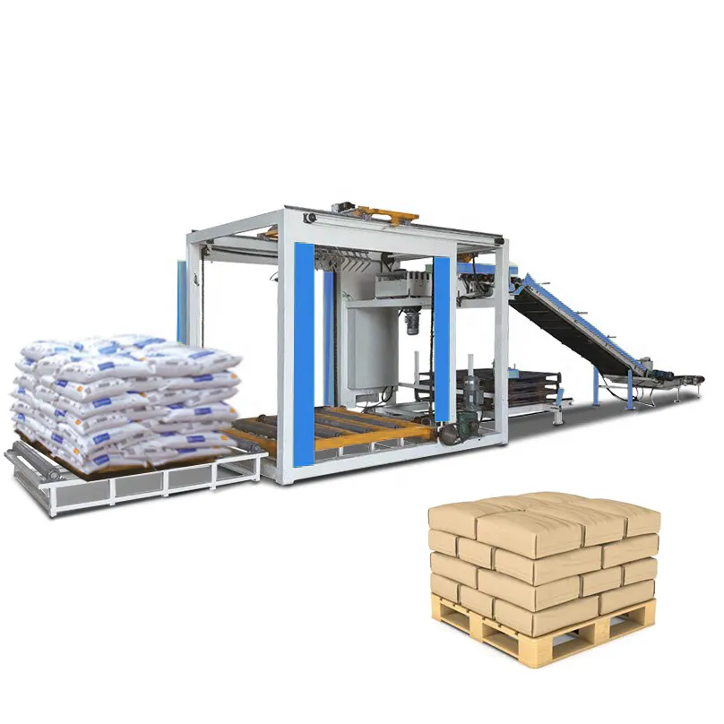 Facile installazione sacchetti di 500 600 automatico Palletizer sistema macchina per cartoni e per il fertilizzante di riso cemento farina linea di confezionamento