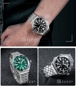Montre de plongée OEM ODM FOKSY 100M avec logo personnalisé, cadran vert, automatique, mécanique, pour homme, bracelet en acier inoxydable - Product Image 2