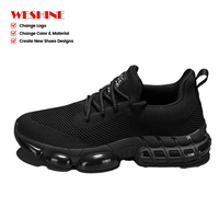 Chaussures de course pour hommes, respirantes, avec empeigne en tricot, coussin d'air, antidérapantes, légères, noires, chaussures de sport décontractées