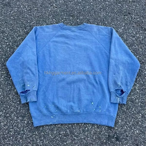 Sudadera 100% Algodón Vintage con Efecto Desgastado por el Sol, Personalizada para Hombre, Lavado Ácido, Estampado Serigrafiado con Efecto Agrietado y Decolorado, Cuello Redondo - Product Image 2