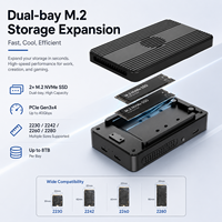 Docking Station Thunderbolt 3/USB4 6-in-1 dengan Enclosure Dual-Bay M.2 NVMe 4K untuk USB 10Gbps, PD 100W, Maksimal 8TB, Casing Aluminium