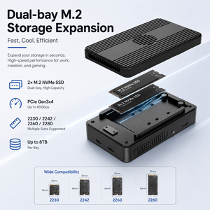 Station d'accueil Thunderbolt 3/USB4 6-en-1 avec boîtier double baie M.2 NVMe 4K pour USB 10 Gbps, PD 100 W, 8 To max, boîtier en aluminium - Product Image 4