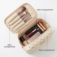SENYU Pochette matelassée personnalisée en PU pour produits cosmétiques, porte-rouge à lèvres, sac de rangement pour maquillage, fermeture éclair, portable, avec poignée souple pour femme