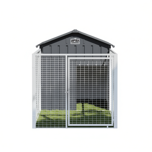 ApiBa Dog House 46.1x79.1x48.4 In Galvanized Steel With Run Outdoor Pet House <b>Large</b> Breed - Product Image 1