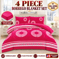 Ensemble de couette Borrego imprimé 4 pièces avec drap-housse, prêt à être expédié, ensemble de couette Sherpa, ensemble de literie pour l'hiver