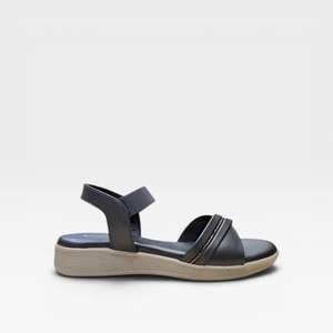 Women Stylish Grey Wedge Heel <b>Sandals</b> Comfortable Slingback Cross Strap Soft Cushion Lightweight Anti Slip Casual Fashion Daily - Product Image 3
