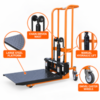 Chariot élévateur à plateforme motorisé par moteur AC avec table de chargement en acier, capacité 1 tonne, utilisation intérieure/extérieure pour entrepôt et atelier