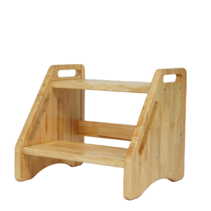 Tabouret escamotable rustique en bois d'hévéa imperméable avec rangement, housse amovible et rainures antidérapantes pour enfants et adultes, idéal pour la salle de bain - Product Image 1