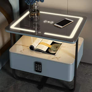 <span class=keywords><strong>Meuble</strong></span> <span class=keywords><strong>de</strong></span> maison haut <span class=keywords><strong>de</strong></span> gamme, table d'appoint intelligente, plateau en céramique frittée, table <span class=keywords><strong>de</strong></span> chevet avec serrure à empreintes digitales et éclairage LED décoratif. - Product Image 4