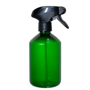 500ml Verde Shampoo garrafa de plástico ombro inclinado com pulverizador gatilho Amber garrafa clara verde marrom com sp branco preto