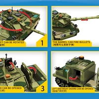 207003 Juego de Bloques de Construcción de Tanque Mediano M4 de la Segunda Guerra Mundial, Vehículo Blindado Todoterreno, Modelo a Escala 1:1