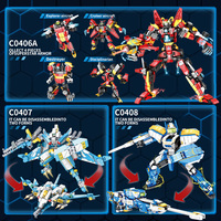 Set Blok Bangunan Woma Mech, Mainan Robot Transformer untuk Mech Warrior, Rakitan Gabungan Deformasi (C0406/C0407/C0408)