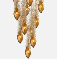 Luminaire suspendu en ambre Firelux personnalisé, de luxe, haut de gamme, pour salon de villa, escalier