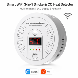 Rilevatore <span class=keywords><strong>di</strong></span> <span class=keywords><strong>Fumo</strong></span>, CO e Calore Interconnesso WiFi Tuya 3-in-1, Allarme <span class=keywords><strong>Antincendio</strong></span> con Display LCD, Controllo tramite App Smart Life, AC 240V - Product Image 1