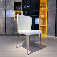 Chaises de salle à manger modernes pour la maison, chaises de salle à manger italiennes simples en cuir et métal inoxydable