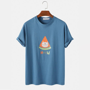 Camiseta de algodón grueso personalizada al por mayor para hombre, camiseta de manga corta con estampado gráfico de verano, proveedor a granel, tela tipo jersey - Product Image 1