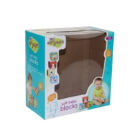 Boîtes d'emballage en papier kraft personnalisées en gros pour jouets, présentoir de comptoir de vente au détail, boîte d'emballage pour jouets en peluche pour enfants, fenêtre transparente, blocs souples pour bébés