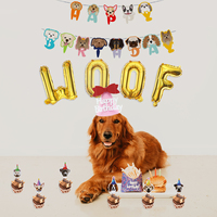 Eudora — décorations de fête d'anniversaire pour chien, chapeau, banderole, String en papier, décor de gâteau, ballon en Latex, fournitures de fête