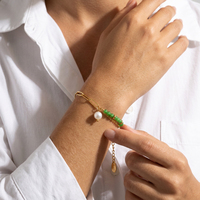 Pulsera de Cadena Gruesa con Perlas Barrocas Blancas de Agua Dulce y Piedras Naturales Vibrantes, Chapada en Oro PVD de 18K, Marca Bingxin, para Mujer