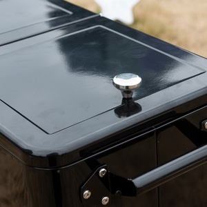Chariot isotherme à roulettes en métal noir avec robinet <span class=keywords><strong>de</strong></span> vidange intégré et poignée latérale, glacière mobile pour barbecue en extérieur - Product Image 6