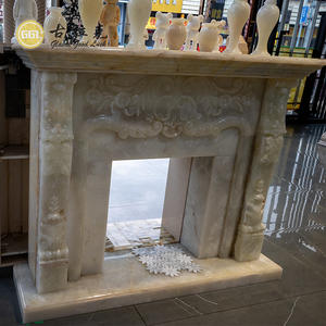 Cheminées décoratives de maison Cheminée en marbre d'onyx blanc sculptée à la main - Product Image 1