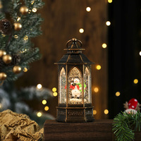 Lanterne musicale rotative Art Déco lumineuse avec effet de neige hexagonal et injection d'eau, décorations de Noël, cadeau, lanterne cheval