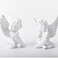 유럽 수제 작은 천사 인형 수지 홈 장식품 흰색 앉아 천사