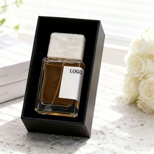 Luxury Custom 50ml 100ml clear square Crimp <b>Pump</b> Sprayer Perfume Glass Bottle with Marble Stone - Product Image 1
