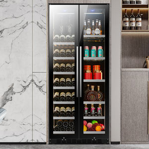 Ультратонкий двухдверный винный шкаф с постоянной температурой, встроенный холодильник со ледяным баром для домашней вечеринки, охладители для вина - Product Image 1