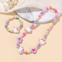 Set Perhiasan Kalung & Gelang Manik-Manik Anak Perak Lapis Cantik untuk DIY, Manik-Manik Kayu, Hadiah Buatan Tangan untuk Anak Perempuan