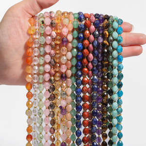 8 х7 мм Граненый Овальный натуральный Апатит розовый кварц аметист разделитель бусины Бирюзовый морганит ювелирные изделия для изготовления браслетов DIY аксессуары - Product Image 1