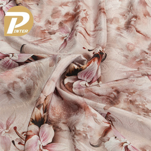 Farbenfroher 100 % Polyester Druckstoff großer Blumentruckstoff digital bedruckter <span class=keywords><strong>Satin</strong></span>-Jacquard-Band für Damenkleid - Product Image 1