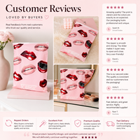 Sac en plastique à fermeture éclair personnalisé avec logo, imprimé lèvres roses sexy, givré, réutilisable, recyclable, pour vêtements et emballages de boutique