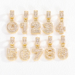 European American Hip-Hop Copper-Plated Rock <strong>Candy</strong> Digital Zircon Lucky Character Pendant Personalized Punk Trendy <strong>Necklace</strong> - Product Image 4