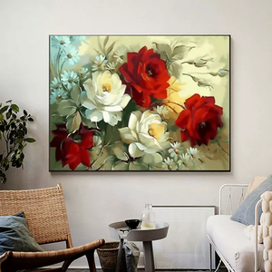 Dipinto a Olio Realistico Classico di Rosa Rossa, Stile Europeo Vintage, Stampa su Tela per Decorazione Soggiorno e Camera da Letto - Product Image 2