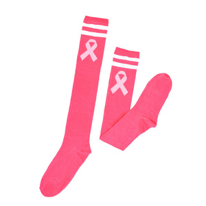 Calcetines hasta la <span class=keywords><strong>rodilla</strong></span> a rayas con cinta rosa para mujer al por mayor calcetines largos de fútbol para la temporada de primavera - Product Image 2