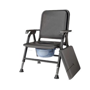 <b>Portable</b> <b>Commode</b> Chair Foldable For Elderly Pregnant Disabled Home Use With Blue Potty Bucket And Armrests - Product Image 3